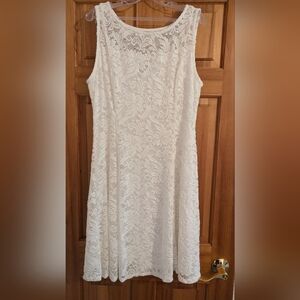 Liz Claiborne white lace dress with liner